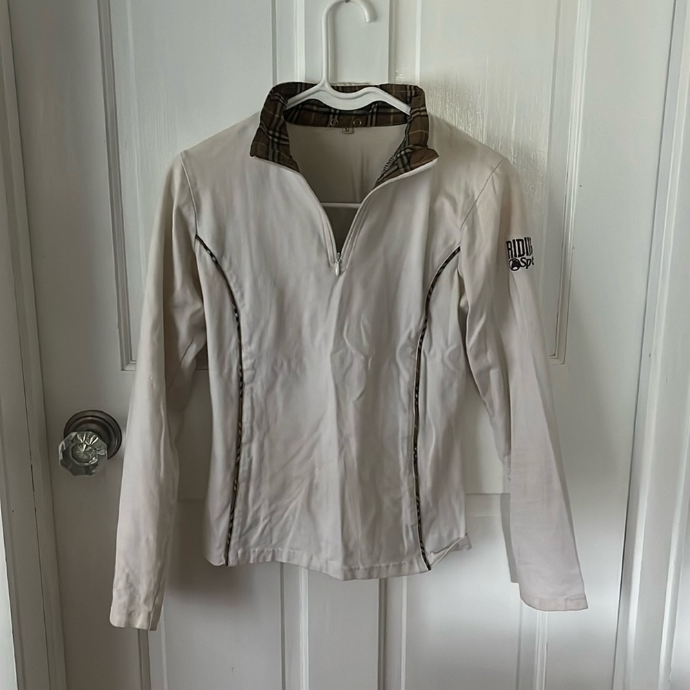 riding sport white and brown plaid 1/4 zip